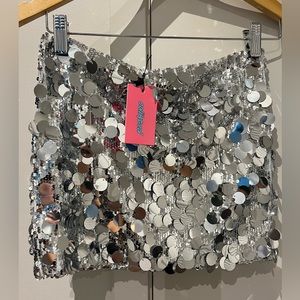 Nwt silver sequin skirt Edikted